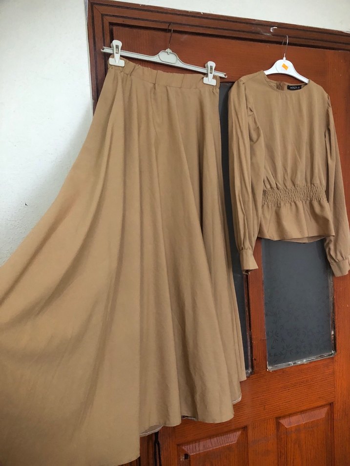 Bej Uzun Keten Elbise, Salaş ve Drapeli - Görsel 4