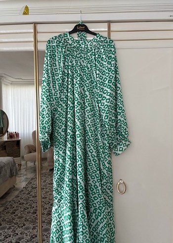 Bohem Tarz Yeşil Uzun Salaş Elbise - Görsel 2