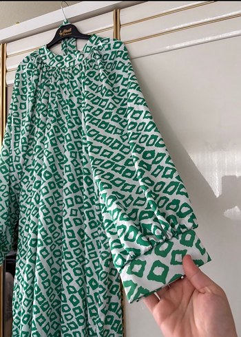 Bohem Tarz Yeşil Uzun Salaş Elbise - Görsel 3