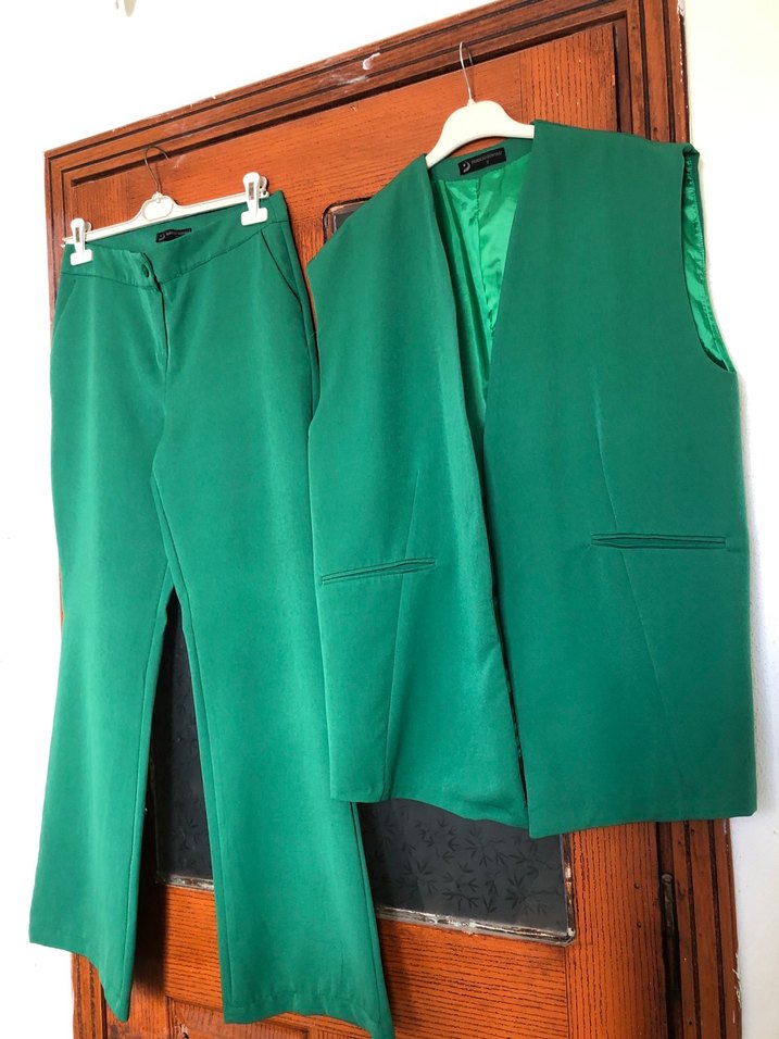 Kadın Yeşil Uzun Kesim Kolsuz Takım - Görsel 4