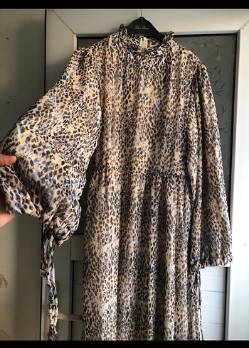 Bohem Yılan Desenli Uzun Kollu Elbise - Görsel 2