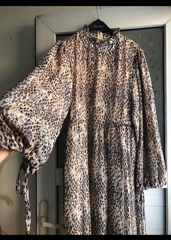 Bohem Yılan Desenli Uzun Kollu Elbise - Görsel 3