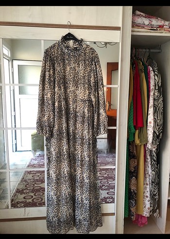 Bohem Yılan Desenli Uzun Kollu Elbise - Görsel 4