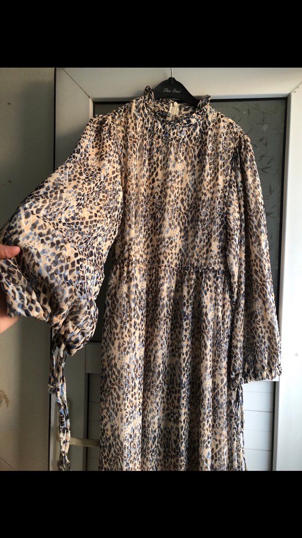 Bohem Yılan Desenli Uzun Kollu Elbise - Görsel 2