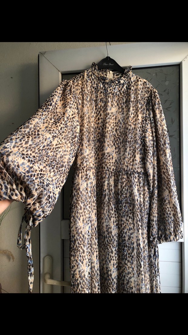 Bohem Yılan Desenli Uzun Kollu Elbise - Görsel 3