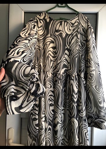 Zebra Desenli Bohem Uzun Kollu Elbise - Görsel 2