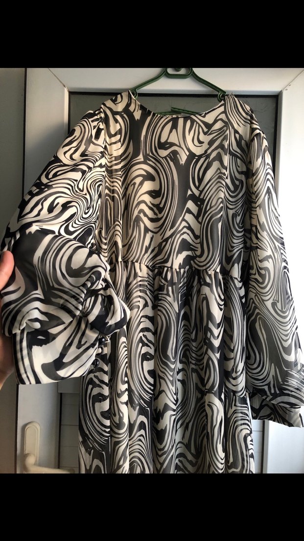 Zebra Desenli Bohem Uzun Kollu Elbise - Görsel 2