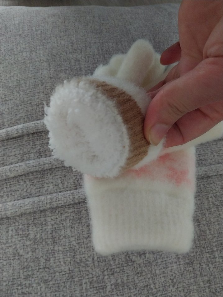 Kız Çocuk Beyaz Kürklü Polar Eldiven - Görsel 2