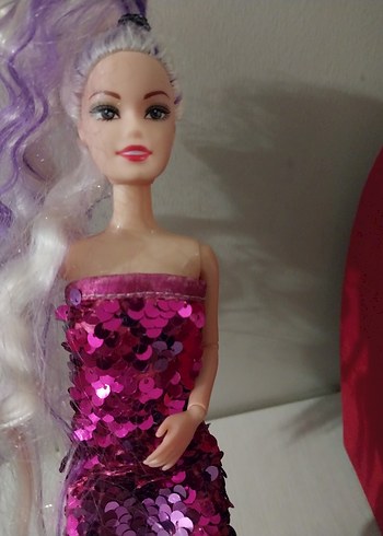 Pembe Payetli Uzun Saçlı Bebek - Görsel 2