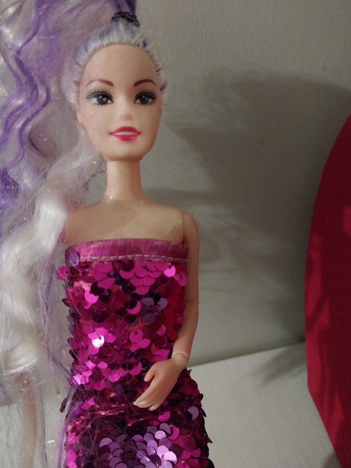 Pembe Payetli Uzun Saçlı Bebek - Görsel 2