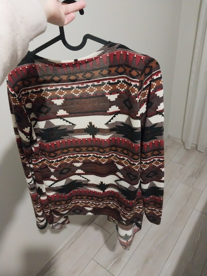 Bohem V Yaka Örgü Hırka - Görsel 2