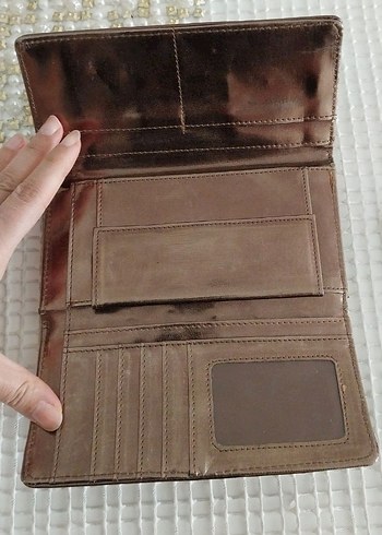 Kahverengi Parlak Deri Yılan Desenli Cüzdan - Görsel 2