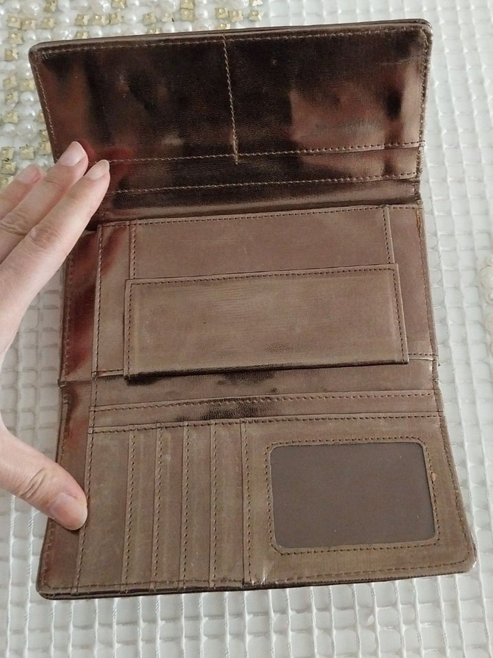 Kahverengi Parlak Deri Yılan Desenli Cüzdan - Görsel 2