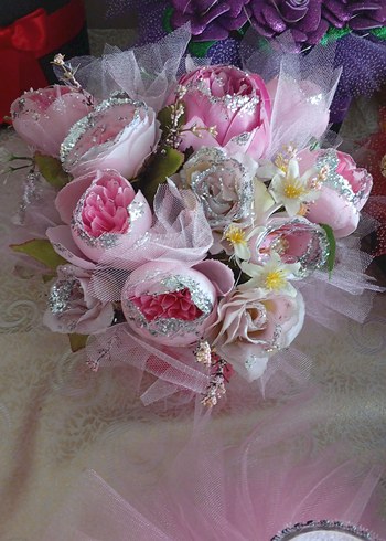 Işıklı Pembe Parıltılı Gelin Buketi - Görsel 2