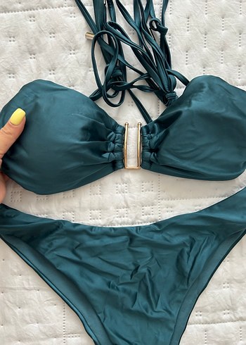 Uzun Drapeli Turkuaz Bohem Bikini Takımı - Görsel 2