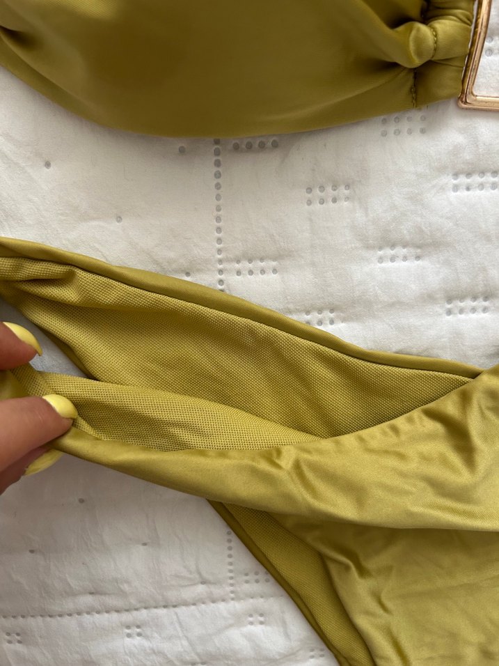 Parlak Haki Uzun Drapeli Bikini Takımı - Görsel 3