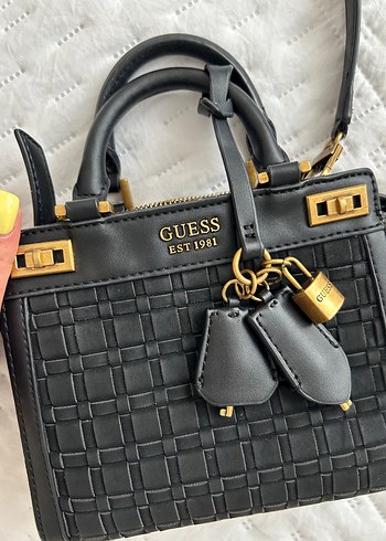 Guess Siyah Kareli Deri Kadın Çanta - Görsel 5