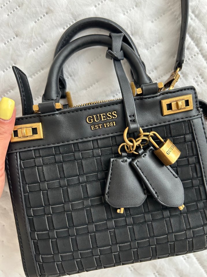 Guess Siyah Kareli Deri Kadın Çanta - Görsel 5