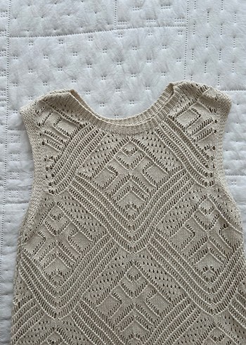 Bej Örgü Bohem Uzun Elbise - Görsel 8