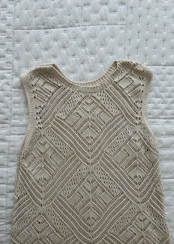 Bej Örgü Bohem Uzun Elbise - Görsel 4