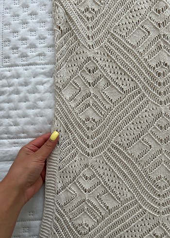 Bej Örgü Bohem Uzun Elbise - Görsel 7