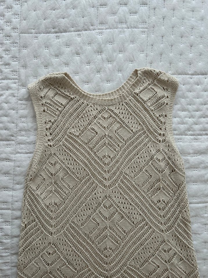 Bej Örgü Bohem Uzun Elbise - Görsel 4