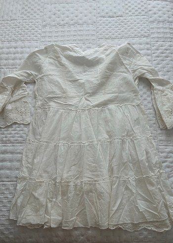 Dantel Detaylı Beyaz Bohem Hamile Tunik - Görsel 6