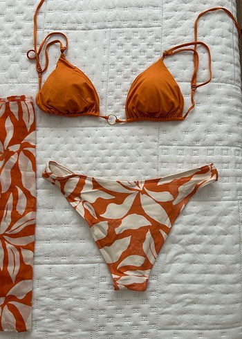 Turuncu Desenli Bohem Mini Bikini Takımı - Görsel 5