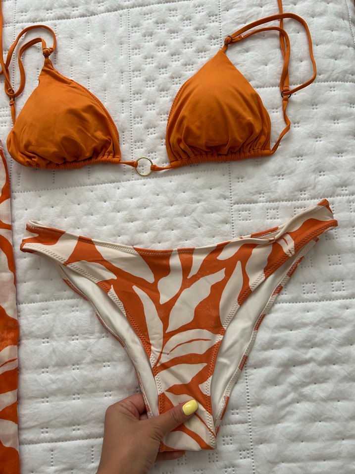 Turuncu Desenli Bohem Mini Bikini Takımı - Görsel 4