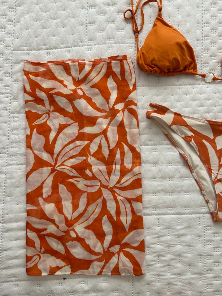 Turuncu Desenli Bohem Mini Bikini Takımı - Görsel 2