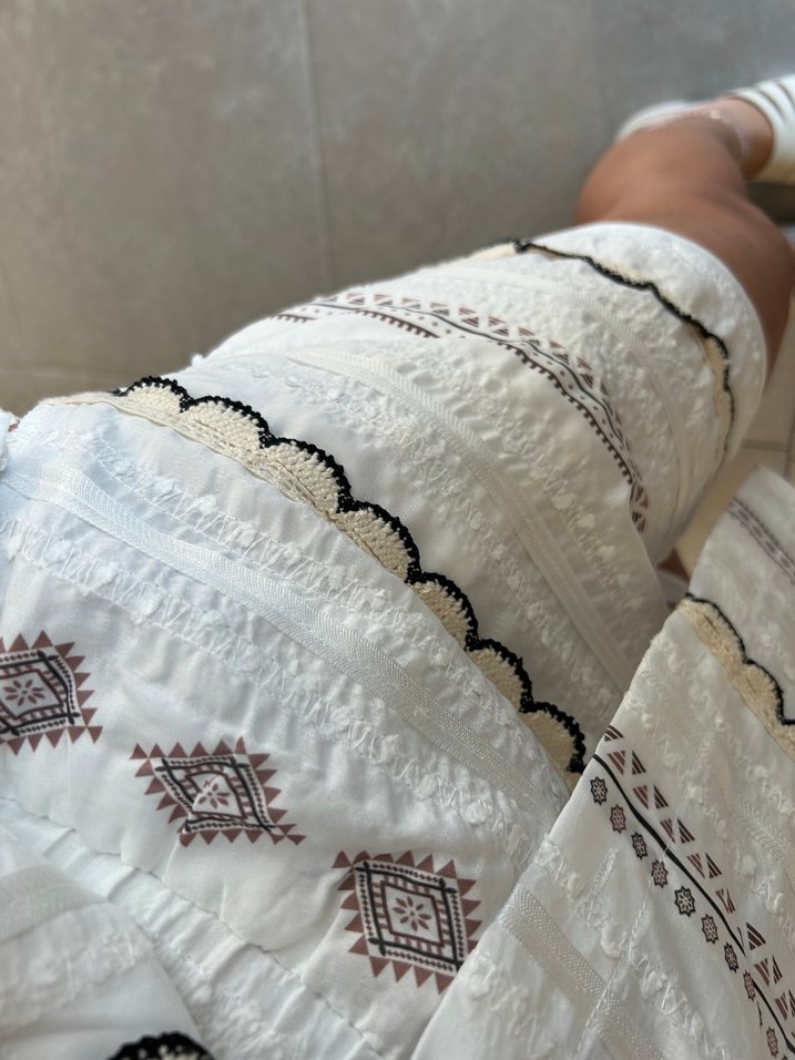 Düğmeli İşlemeli Bohem Mini Gömlek ve şort takımı - Görsel 4