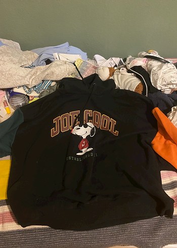 Defacto Siyah Kapüşonlu Baskılı Kadın Sweatshirt
