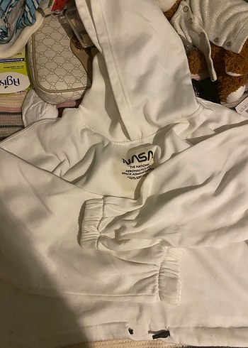38 Beden beyaz Renk Beyaz NASA Baskılı Kadın Sweatshirt