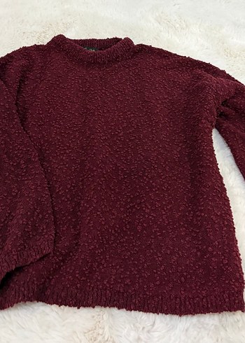 Bordo Örgü Salaş Kadın Kazak - Görsel 2