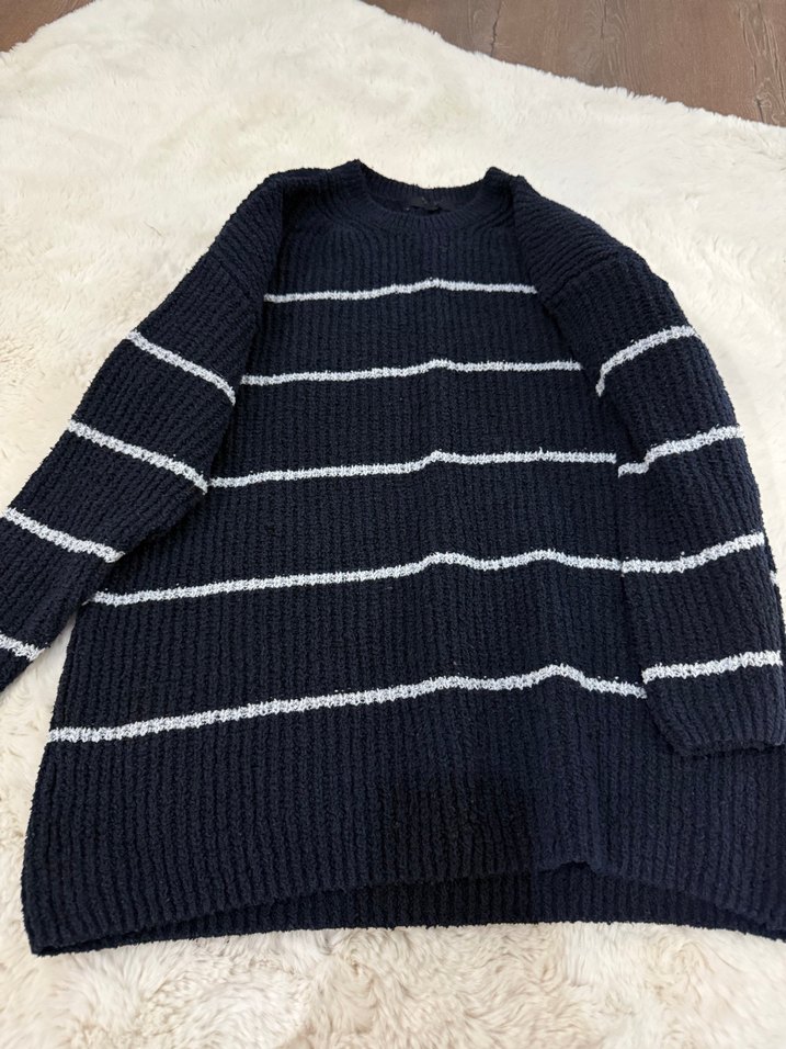 Çizgili Örgü Kadın Kazak - Görsel 2