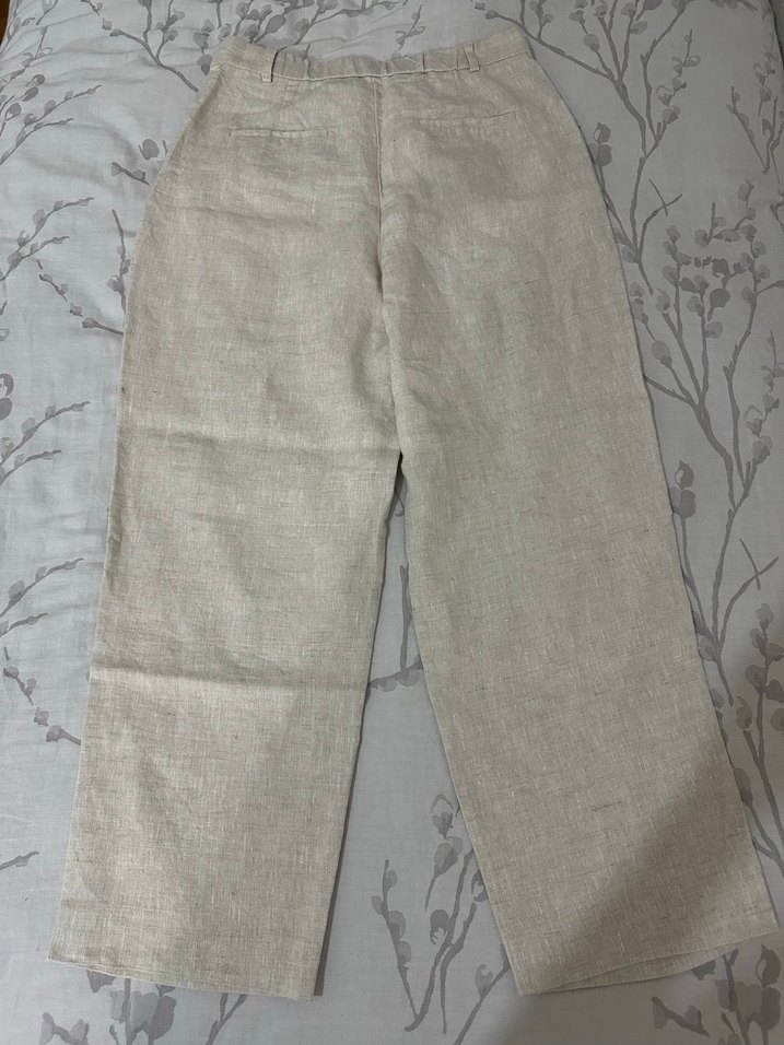 Bej Keten Kadın Pantolon - Görsel 3