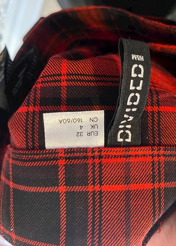 Kemerli Kırmızı Ekose Kısa Etek - Görsel 5