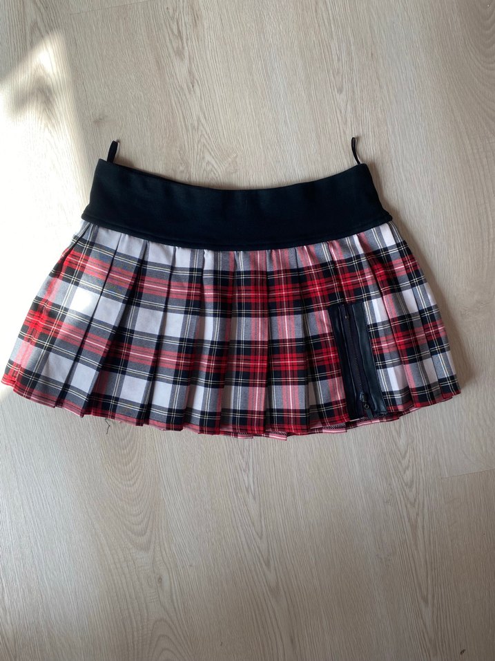 Ekose Desenli Pilili Mini Etek - Görsel 2