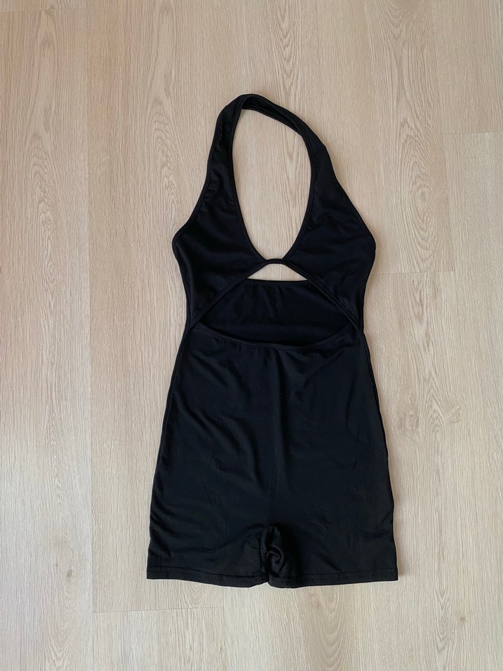 Siyah Straplez Kısa Kadın Tulum - Görsel 2