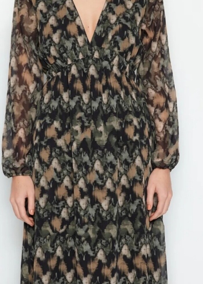 Milla Şifon Astarlı Midi Elbise  - Görsel 3