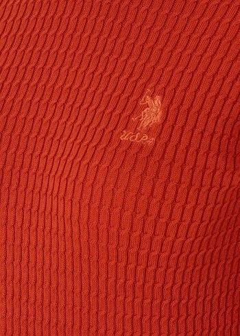 Kadın Kiremit Triko Bisiklet Yaka Kazak - Görsel 5