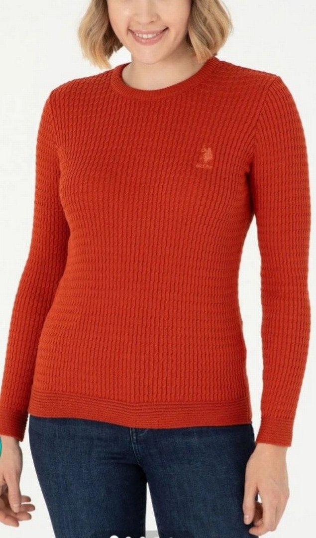 Kadın Kiremit Triko Bisiklet Yaka Kazak - Görsel 2