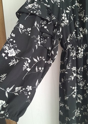 Volan Detaylı, Uzun Kollu Midi Boy Elbise - Görsel 6