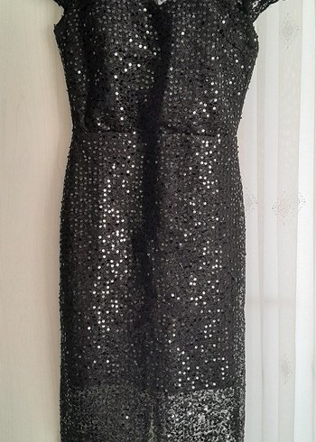 Midi Boy Siyah Payetli Abiye Elbise - Görsel 2