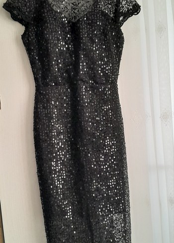 Midi Boy Siyah Payetli Abiye Elbise - Görsel 3