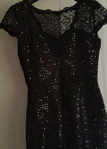 Midi Boy Siyah Payetli Abiye Elbise - Görsel 5