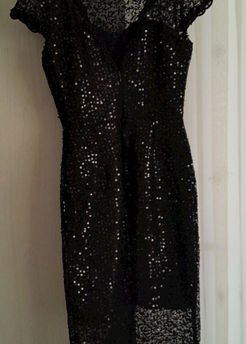 Midi Boy Siyah Payetli Abiye Elbise - Görsel 4