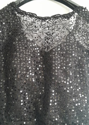 Midi Boy Siyah Payetli Abiye Elbise - Görsel 6