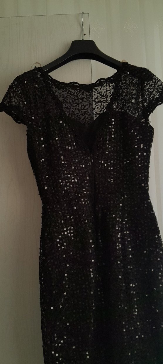 Midi Boy Siyah Payetli Abiye Elbise - Görsel 5