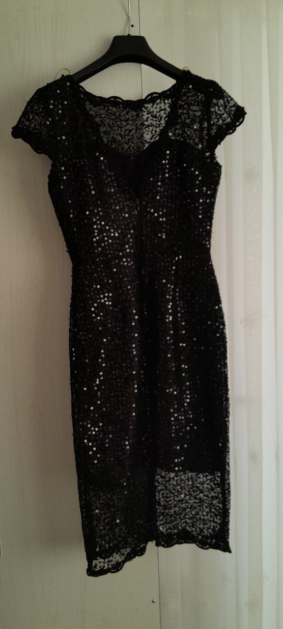 Midi Boy Siyah Payetli Abiye Elbise - Görsel 4